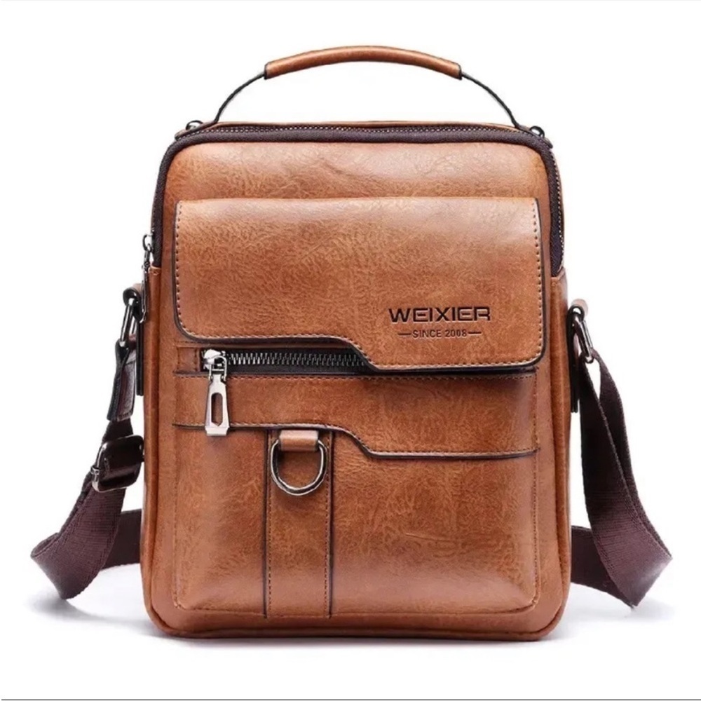 Weixer Crossbody Men’s Shoulder Bag Vintage Leather Vertical Hand Business‎ NWOT